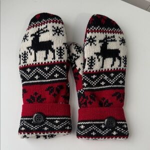 Etsy Repurposed Sweater Women’s Reindeer Patterned Mittens